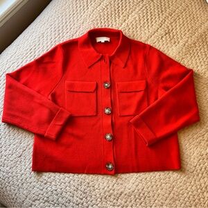 NWOT Sezane Betty Merino Wool Cardigan in Coral Red, Medium